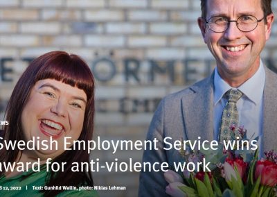 Le service public de l’emploi suédois remporte un prix pour son action contre la violence